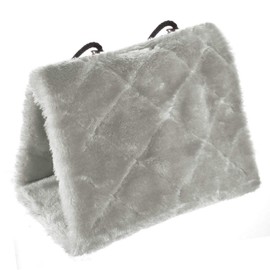 MOACC Winter Warm Bird Nest House Shed Hut Hanging Hammock Finch Cage Plush Fluffy Birds Hut Hideaway for Hamster Parrot Macaw Budgies Eclectus Parakeet Cockatiels Cockatoo Lovebird (S, Grey)