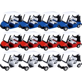 PowerTRC 12 Pack Diecast Mini Golf Cart Decorations Model Toy 1:20 4.72 Inch Miniature Metal Alloy Pullback Golf Theme Desk Décor Party Birthday Decorations