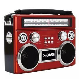 Supersonic Red Portable Retro AM/FM/SW 3-Band Radio With Bluetooth Boombox