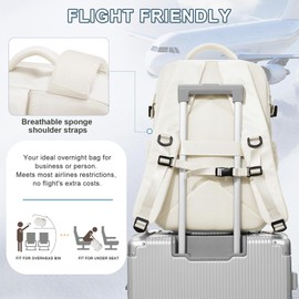 VECAVE Carry On Backpack for Women, Airline Approved Large Travel Backpack Flight Approved, Waterproof 17 Inch Laptop Backpack Business Work Backpacks Bag Men Mochila De Viaje Beige.