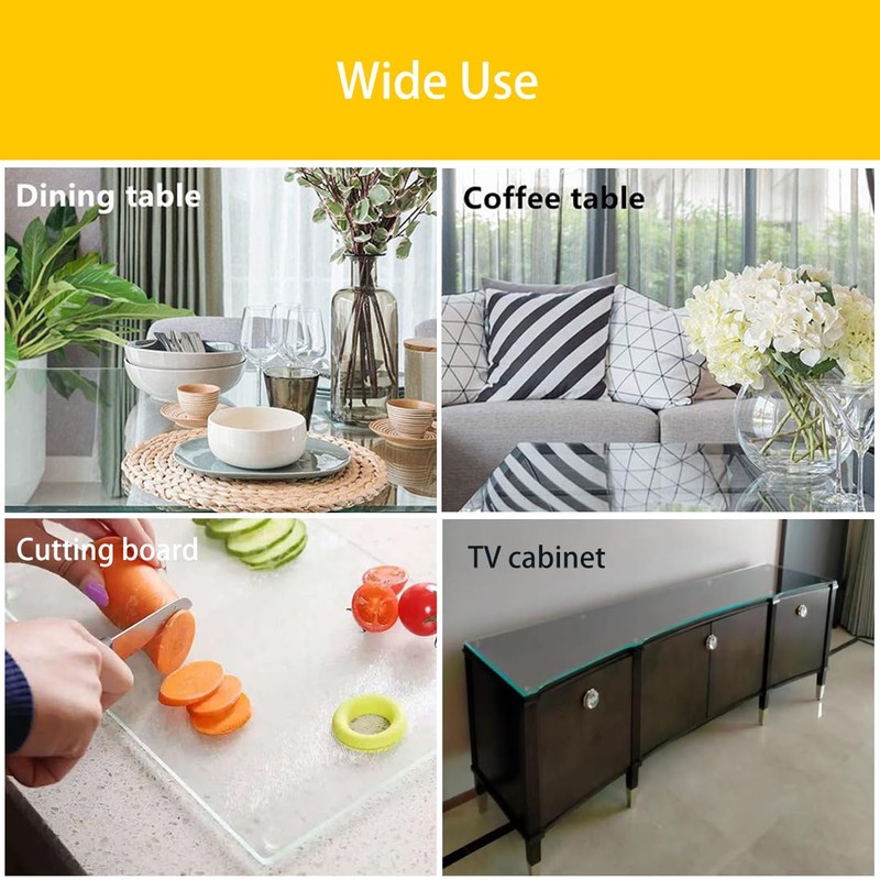 Glass Table Top Anti Slip Pad, Non-Adhesive Desk Rubber Spacer,