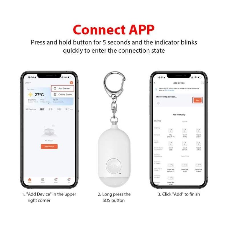 Qwipt SMART Emergency Personal Panic Safety Alarm-Smart Bluetooth app enabled