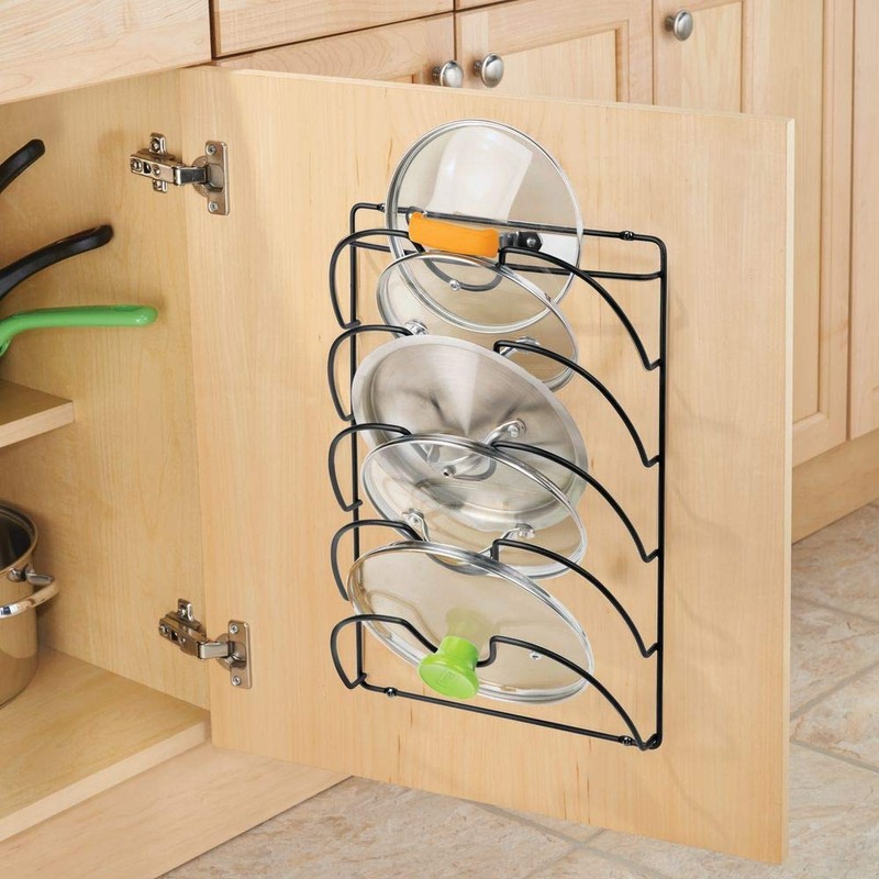mDesign Metal Wire Pot and Pan Lid Rack Organizer for