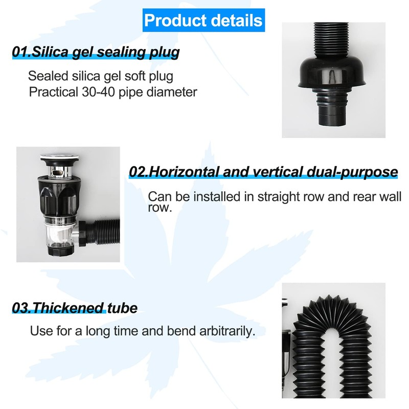 Siphon with Drain Fitting, Sink Plug Closure, Syphon Bathroom Sink,