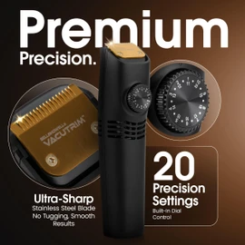 Bell+Howell Vacutrim Cordless Beard Trimmer – Rechargeable Electric Shaver with Built-in Vacuum, 20 Trim Settings, LED Indicator – for Mustache, Sideburns, Facial Hair – Deluxe, 7.5" As Seen On TV