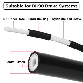 Bike Hydraulic Brake Hose Kit for BH90 System，for Shimano，for Avid Sram, for Magura (Outer Diameter: 5.0mm / Inner Diameter: 2.0mm) 5000mm / 16.4FT