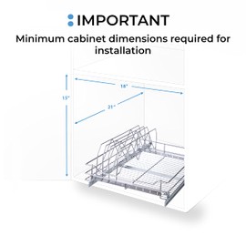 Home Zone Living Pull Out Kitchen Cabinet Organizer with One Tier of Storage, 17” W x 20” D