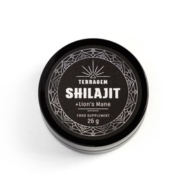 TERRAGEM Himalaya Shilajit with Lion's Mane, Mumijo, Dietary Supplement, Natural Ingredients, Rich in Minerals and Nutrients, Humic Acids, Fulvic Acids, Collector's Families, Glass Jar 25 g