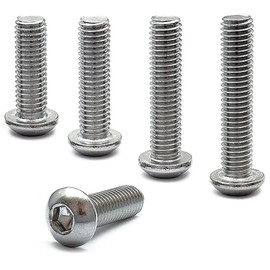 MonsterBolts - #10-32 x 1 Button Head Socket Cap Screws, ASME B18.3, Stainless Steel, 10 Pack
