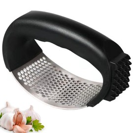 Best Garlic Crusher - Easy to Use Stainless Steel Garlic Crusher and Mincer Chopper - Garlic Press Rocker with Bottle Opener - Heavy Duty Garlic Presser - Durable Ginger Crusher (Black)