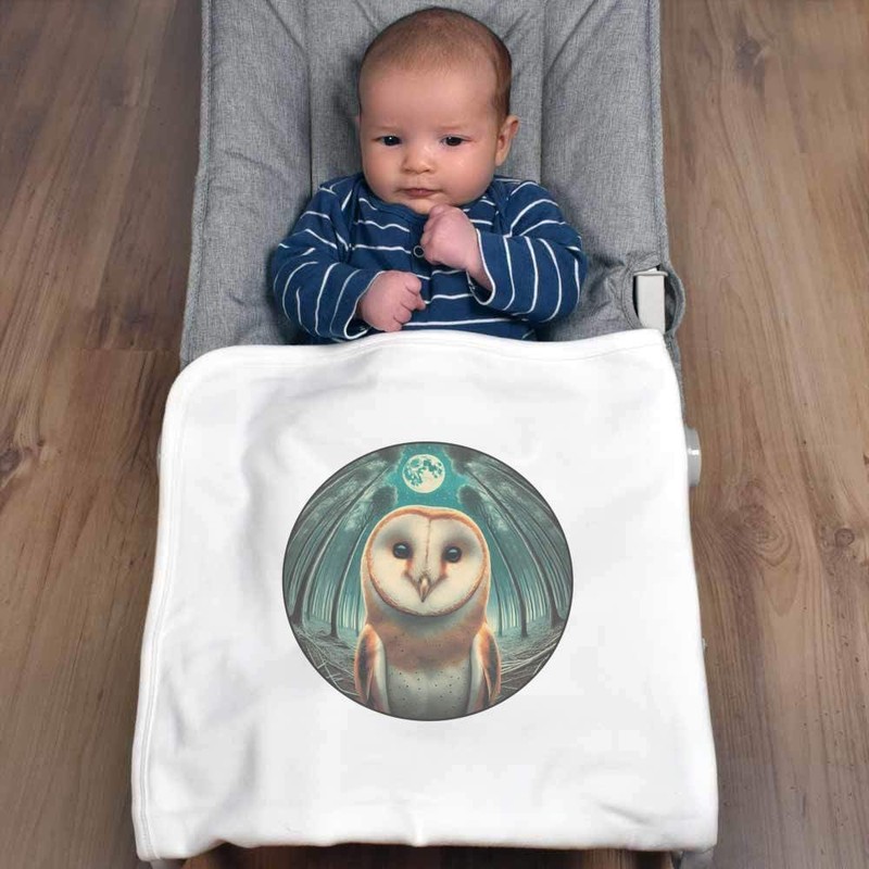 Azeeda 'Happy Barn Owl' Cotton Baby Blanket/Shawl (BY00039748)