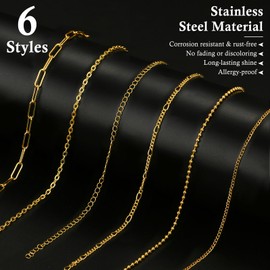 ROADPLUM 6 Roll Jewelry Making Kit - Gold Necklace Chains (Copper & Stainless Steel) with 2 Jewelry Pliers, 140 Lobster Clasps Jump Rings Connectors - Complete DIY Bracelet Chain Supplies for Crafters