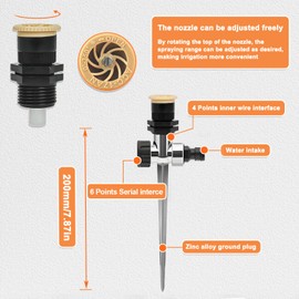 YOUNLEN Set of 4 Circular Sprinkler + 2 Metal Spike, Irrigation Sprayer,Lawn Sprinkler Settings 30 °- 360 ° for Lawn Grass Patio Garden Irrigation