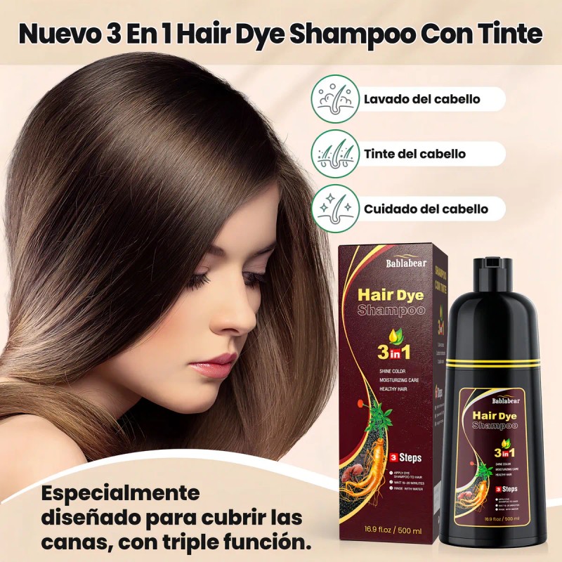 2 Pieza Marrn Oscuro Hair Dye Shampoo Con Tinte Cubre