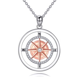 AXELUNA Graduation Compass Necklace for Women 925 Sterling Silver Compass Pendant Graduation Gifts for Friends Students Daughter Coworker