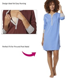 HAPPY MAMA Women's Maternity Nursing Nightdress Popper Front Nightshirt 1202 (Graphite Melange, UK 16/18, 2XL)