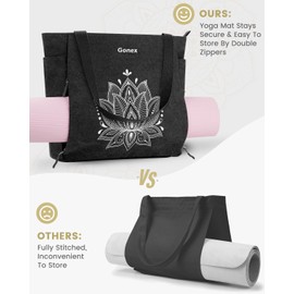 Gonex Yoga Bag, Large Pilates Bag with Multiple Pockets, Robust Canvas Waterproof Yoga Mat Bag with Full Zip, Unisex Carry Bag for Fitness, Travel, Women and Men