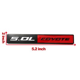 Fidida 2PC 5.0L Coyote Emblem Decal Car Engine Letters Decal Plating Badge 3D Metal Style Fit for F150 5.0L Engine Truck Black Red