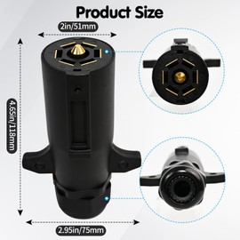 SMLBJUTE 7 Pin Trailer Plug, Heavy Duty 7Way RV Blade Replacement Connector Plug with Hidden Terminals for RV Boat Trailer (118mm Plug)
