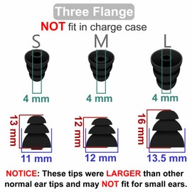 9 Pairs Compatible with Beats Studio Buds + / Fit Pro/WF-1000XM5 / WF-1000XM4 Triple Flange Ear Tips, Noise Reduce Silicone with 4mm Connector Hole Fit for Most 4mm - 5mm in-Ear Earphones - Black