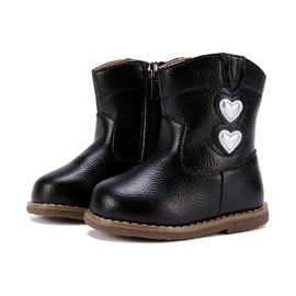 BMCiTYBM - Botas vaqueras para bebés, botas occidentales para niños y niñas, punta redonda, botas de equitación a media pantorrilla para todas las estaciones para 6, 9, 12, 18, 24 meses, B-Negro, 12