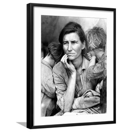 ART.COM Framed Wall Art Prints Migrant Mother, 1936. by Dorothea Lange, Figurative Decor, 18" x 24", Black Frame with White Mat