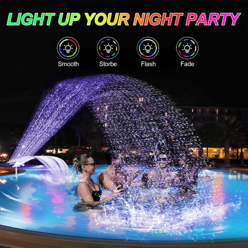 Pool Fountain with Lights for Above and Inground Pools, Dual-Layer
