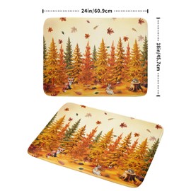 Autumn Forest Dish Drying Mat - Welcome Fall Fox Drying Pad for Counter Wildlife Dish Drainer Mat Cabin Animal Kitchen Accessories 18 X 24 Inch