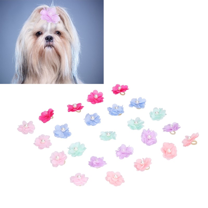 Pet Dog Flower Rubber Band Small Dog Top Knot Small