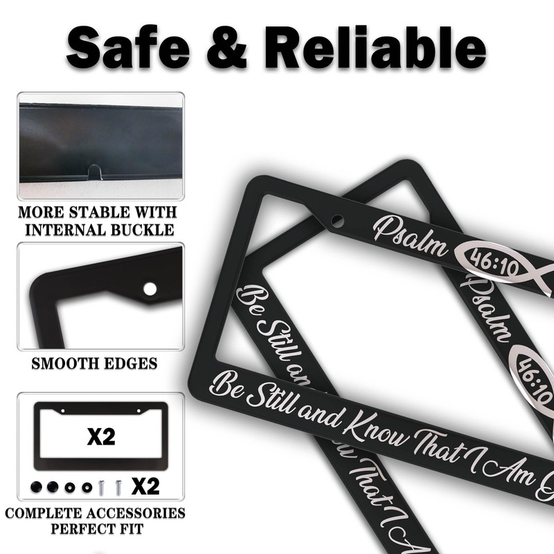 License Plate Frames Black and White License Plate Frame Psalm