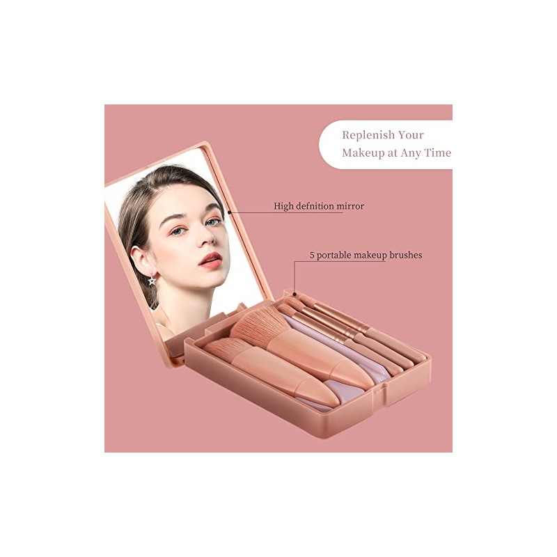 Juego De Brochas De Maquillaje De Viaje, Correctores De Polvo