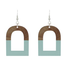 LES POULETTES BIJOUX - Sterling Silver Stirrup Earrings Wood and Lightweight, bois, Resin