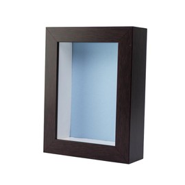 CountryArtHouse 5x7 Brown Shadow Box Frame with A 1 3/4" Usable Depth Includes Baby Blue Acid-Free Backing, UV Resistant Acrylic, & Hanging Hardware