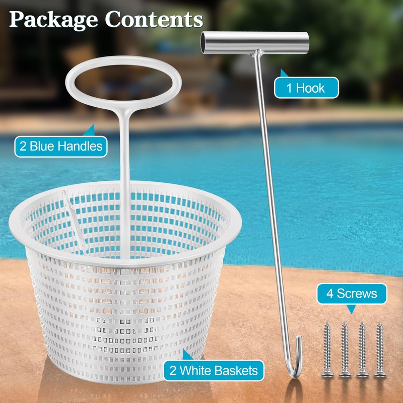 Saillong 2 White 8" Skimmer Replacement Basket & 2 Skimmer
