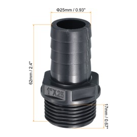 PATIKIL UPVC Barb Hose Fitting, 25mm Barbed G1 Male Thread Pipe Connector Adapter Quick Fittings for Water Fuel Air, Gray