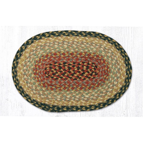 Capitol Earth Rugs Burgundy Red, Gray, Cream 10"x15" Oval Placemat,