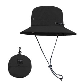ehsbuy Sun Hat Men Women Safari Fishing Hat Waterproof Cowboy Style Boonie Bucket Hat Foldable Summer Hat with Adjustable Chin Strap for Hiking Outdoor, black, Unit size