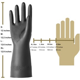 ROYAKI Chemical Resistant Latex Gloves,Cleaning Protective Safety Work Heavy Duty Rubber Gloves,12.6", 1 Pair Size Large