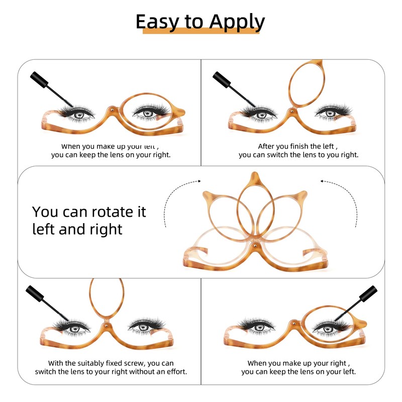 JM 2 Pairs Makeup Reading Glasses Magnifying Flip Down Cosmetic