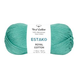 Estako Royal Cotton, 100% hilo de algodón Giza mercerizado, suave, súper fino 1 para ganchillo y tejer 1.7 onzas (50 g) / 137 años (125 m) (5081 - cian)