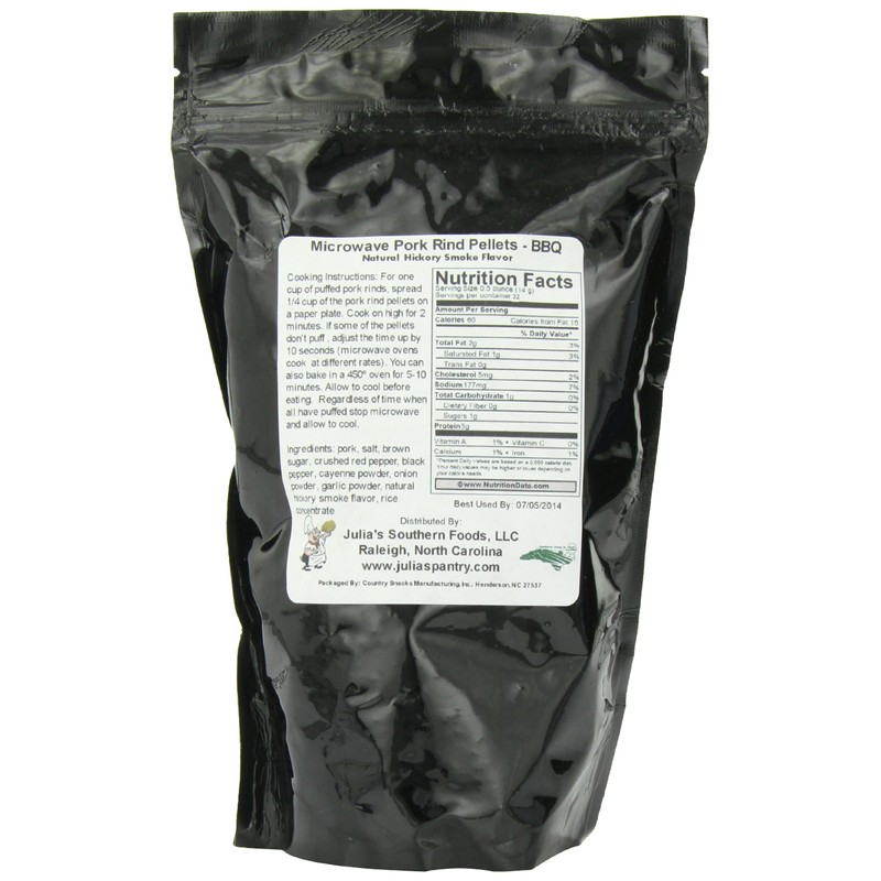 Chef Piggy Tail Microwave Pork Puffies Pork Rinds, Smokey BBQ,