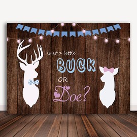 Bellicremas Rustic Wood Buck or Doe Gender Reveal Backdrop Pink and Blue Boy or Girl Gender Reveal Party Background He or She Baby Shower Photography Banner Props