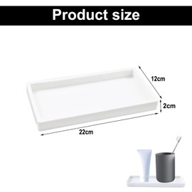 JINJUMEI Bathroom Tray for Bathroom, Dressing Table Tray, White, Rectangle Dressing Table Tray, Cosmetic Organiser, Jewellery Bowl, Rectangular Tray for Bathrooms, Dressing Table and Kitchens