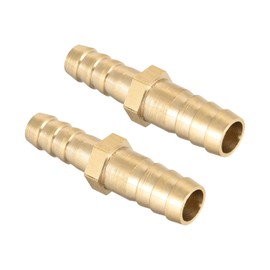 QUARKZMAN 10 mm to 8 mm Dmr Straight Brass Barb Hose Assembly Reducer x 2 Pieces Straight Connector Adapter for Hose Connection Gold Tone