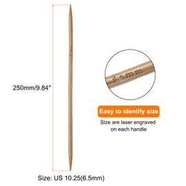 HARFINGTON 8Pcs Bamboo Knitting Needles Double Pointed Size US 10.25(6.5mm) Carbonized 10 Inch(25cm) Straight for Handmade Creative DIY Knitting Craft Yarn