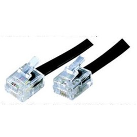 2m ADSL Cable - Premium Quality/Gold Plated Contact Pins/High Speed Internet Broadband/Router or Modem to RJ11 Phone Socket or Microfilter/Black