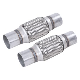 FGJQEFG 2PCS Exhaust Flex Pipe Stainless Braid 2.25"Inch x 6"Inch w/Ends 10"Inch Long Heavy Duty