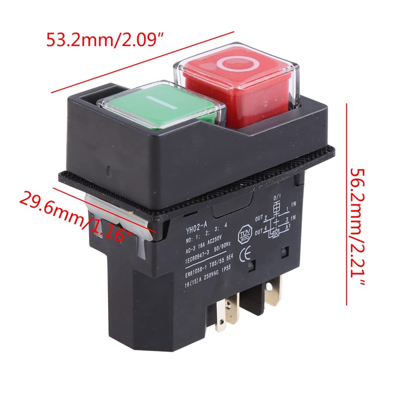 Waterproof IP55 Push Button Electromagnetic Switch 16A Magnetic Starter Power