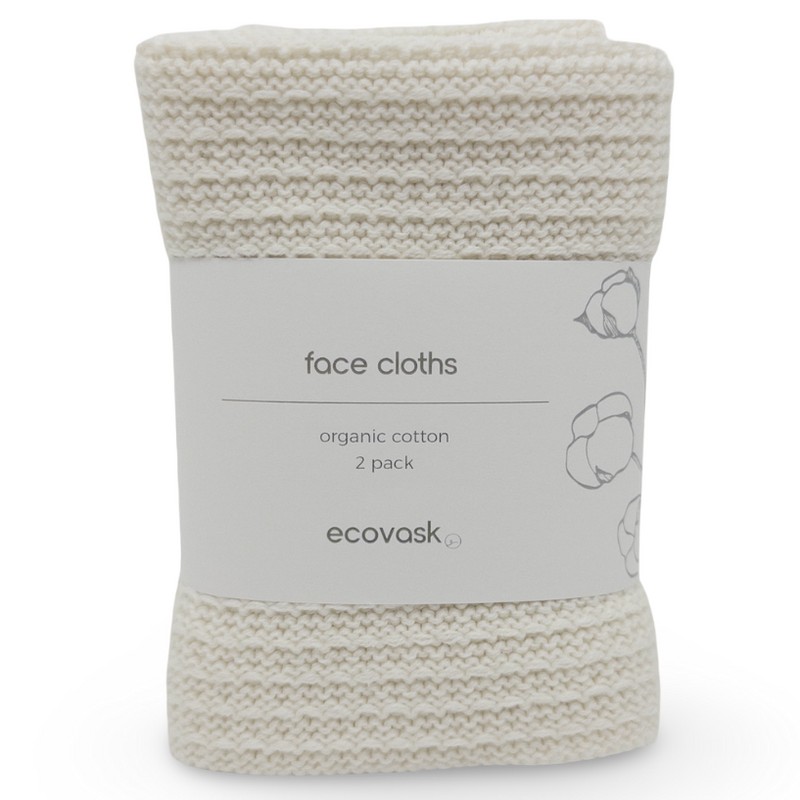 Ecovask Face Cloth 2pk Organic Cotton, Cornflower