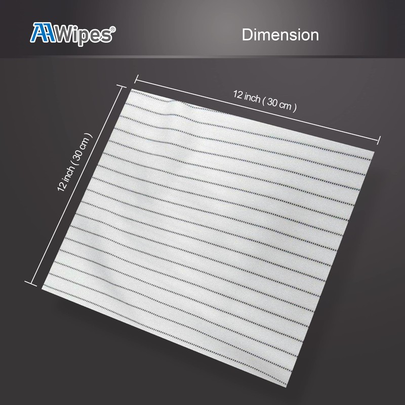 AAWipes Anti-Static Electrostatic Discharge (ESD) Wipes (12"x12",100pcs, Polyester Wiper Cloths